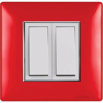 Picture of Kolors KBC Selekt Red with Silverline Polycarbonate Modular Switch Cover Plate 2 Module 753702 (BRF)