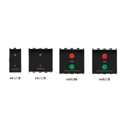 Picture of Anchor Roma 25A 1 Module 1 Pole 1 Way Black Heavy Duty Power Switch with Indicator, 66325B, (Pack of 10)