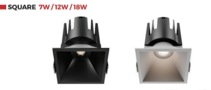 Picture of ALT0252 12W SQUARE CCT WW/NW CUTOUT D 75MM D80 X H 93MM 1200LM 38* BLACK