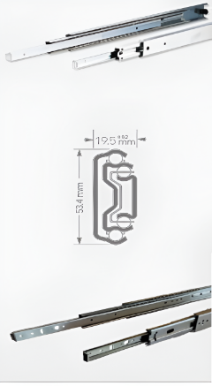 Picture of Ebco, HD125-45, Heavy Duty Drawer Slides - 125, Specialty Series, Drawer Slides and Hinges, Zinc Plated White- 450m/125Kgm