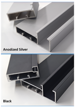 Picture of Aluminium Glass Shutter Profile with Handle & 4mm Sleeve for Recessed Hinge 25 - Silver / Black