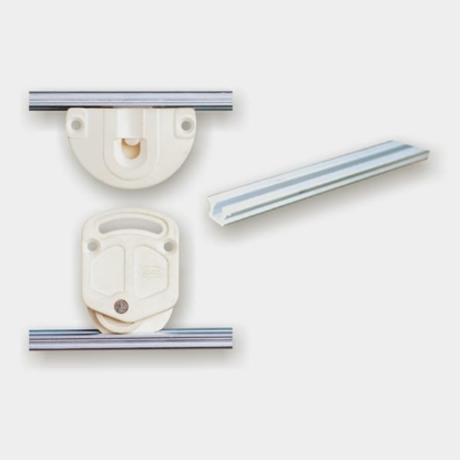 Picture of Plastic Rail for Sliding Cabinet Shutter Fitting - White / Brown
