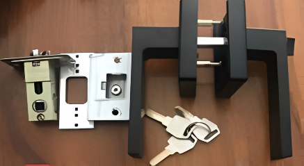 Picture of Mortise Handle Lock for Sliding Partition System - with keys - Black