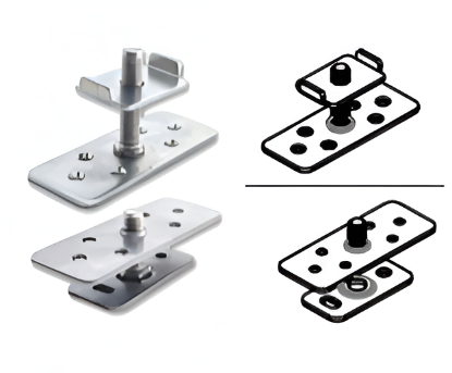 Picture of Fixed Door Bracket Kit - Wood - for Sliding Partition System - Zinc Plated White