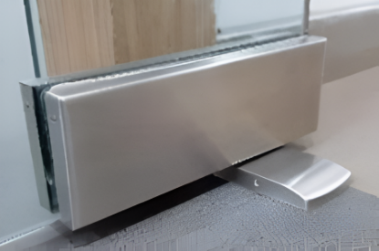 Picture of Auto Closing Patch-100 - with Top Patch + Top Pivot + Mounting Kit - Brushed Steel