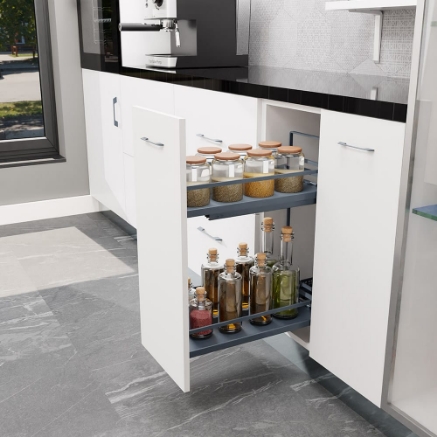 Picture of Bottle Pullout 2 Soft Close (Full Set with 2 Tier Solid Base Basket, Soft Close Slides and Mounting Kit) - 100