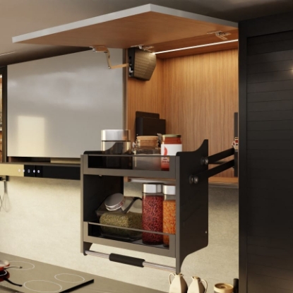 Picture of Kitchen Pulldown System 900mm Mechanism with Glass Baskets