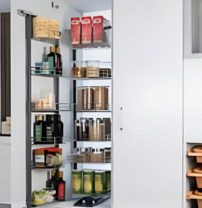 Picture of Set of 6+6 Cabinet and Shutter Baskets (SS 304) for Kitchen Pantry Unit - Soft Close 45 - stainless steel