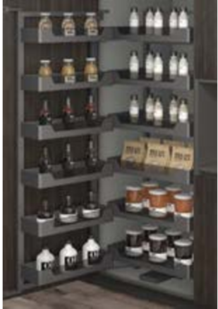 Picture of Kitchen Pantry Unit  450 mm - Soft Close - Glass (With Set of  6 + 6 Shelves) - Anthracite