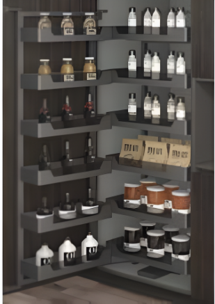 Picture of Kitchen Pantry Unit  600 mm  - Soft  Close -  Glass (With  set of 6 + 6 Shelves) - Anthracite