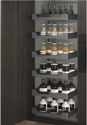 Picture of Kitchen Pantry Max  Glass 60 - Soft Close - (6 Shelves) - Anthracite