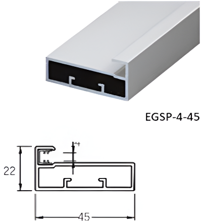 Picture of Aluminium Profile Glass Shutter Euro 45mm - Satin - Chrome Plated / Brushed Aluminium