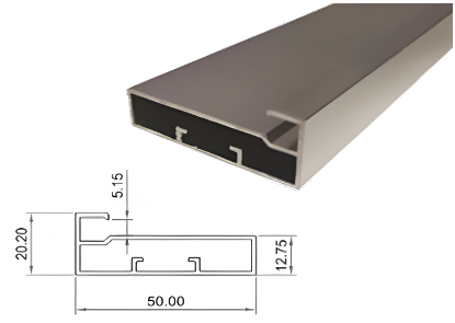 Picture of Aluminium Profile Glass Shutter Euro 50mm - Anodized Silver / Black 