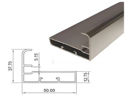 Picture of Aluminium Profile Glass Shutter Euro 50mm with Handle  - Anodized Silver / Black 