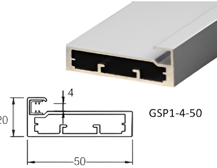 Picture of Aluminium Profile Glass Shutter 50mm - Anodized Silver / Black