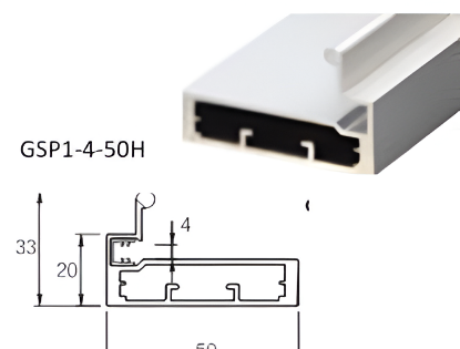 Picture of Aluminium Profile Glass Shutter 50mm with Handle - Satin - Special  Finish