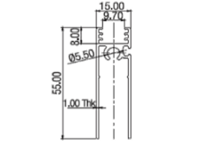 Picture of Hi Slide Walk - in Wardrobe Shutter Profile - Bottom - Champagne/Brushed Gold/Chrome Plated