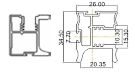 Picture of Shutter Profile - Vertical Handle - Brushed Gold