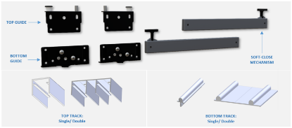 Picture of Aluminum Profile Hi Slide Dome Twin Track - Bottom (for HS-90 & HS-45)