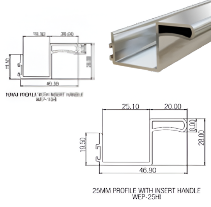 Picture of 25mm Wardrobe Edge Profile with Inset HandIe - Special Finish