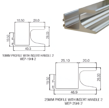 Picture of 19mm Wardrobe Edge Profile with Inset HandIe 2 - Special Finish