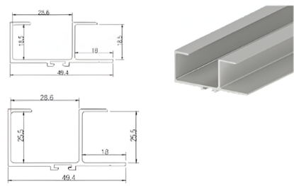 Picture of Wardrobe Edge Profile - 25mm Profile with Inset Handle 3 - Black