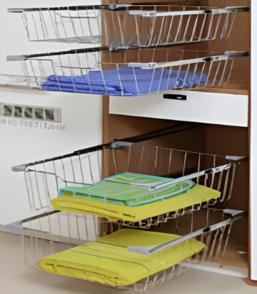 Picture of Pullout Basket for  Wardrobe (Please  place order for Zipco Slides  2/1/STDS45 ZW to  use with Pullout Basket for  Wardrobe.Prices of  slides not included) - Satin Stainless Steel