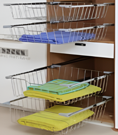 Picture of Pullout Basket for  Wardrobe (Please  place order for Zipco Slides  2/1/STDS45 ZW to  use with Pullout Basket for  Wardrobe.Prices of  slides not included) - Satin Stainless Steel