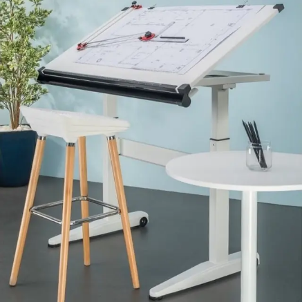 Picture of Smart Lift Drawing  Table - Gas Lift (With  Table Top) - White