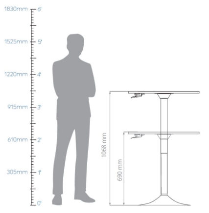 Picture of Smart Lift Single Leg - Gas Lift (With Round Table Top) - Center Pole - White