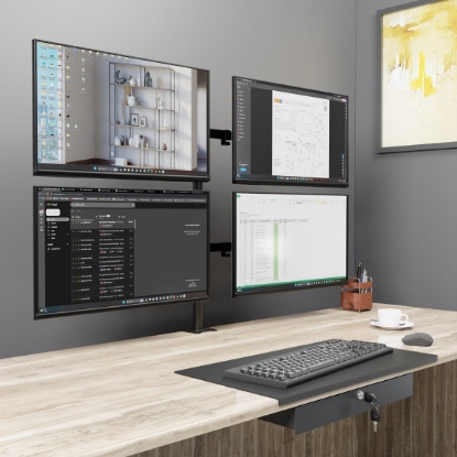 Picture of Multi Screen Monitor Arm 4 - Edge Mount - Black