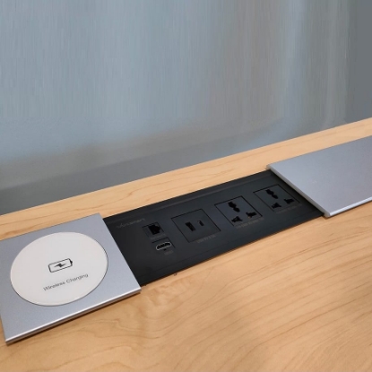 Picture of Electric Box - Slide Out (with Wireless Charger 15 watt + 2 Universal Power Sockets +2 USB Fast Charger (A+C) +1 Cat 6 socket +1 HDMI Socket)