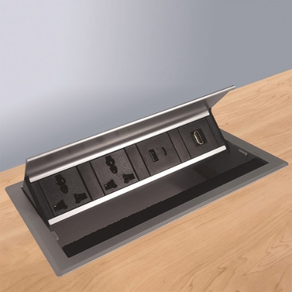 Picture of Electric Box - Flip Up (with 2 Universal Power Sockets + 2 USB Fast Charger (A+C)) + 1 HDMI Socket) 