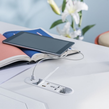 Picture of Electric Box with Cable Manager 3 (with 2 USB Fast Charger (A+C) + 2 Universal Power Sockets, Cat 6 and HDMI Socket)