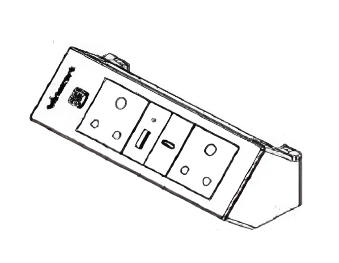 6 Module Electric Box - Edge Mount (2 Power +1 USBC +1 USBA + Switch ...