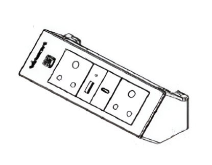 Picture of 6 Module Electric Box - Edge Mount (2 Power +1 USBC +1 USBA + Switch with 2mtr chord plug)