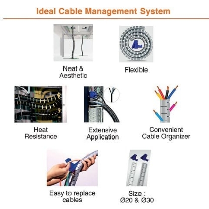 Picture of Cable Organizer 30mm, 50m, Silver / Black / White