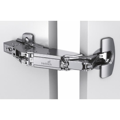 Picture of  Sensys 8657i Hinge - TH52 for 15-32 mm thick doors; Opening angle 165° (Zero Protrusion Hinge),  Base 12.5 (Crank 0°) with Mounting Plate (D 0 mm)