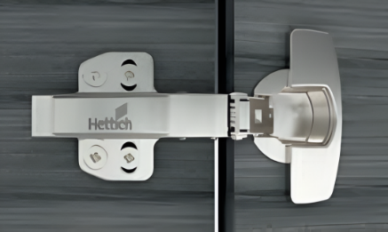 Picture of Sensys 8645i Hinge - TH52 for 15-24 mm thick doors; Opening angle 110° with 4 Hole Mounting Plate, Base 3 (Crank 9.5°) with 4 Hole Mounting Plate