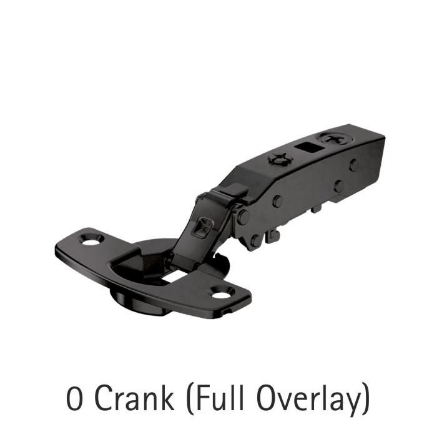 Picture of Obsidian Black Sensys 8645i Hinge - TH52 for 15-24 mm thick doors; Opening angle 110°, Base 12.5 (Crank 0°) with Mounting Plate & cover cap