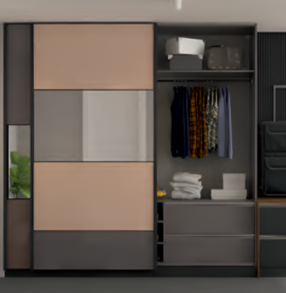 Picture of TopLine L (2 Door Front Right 18-30 mm thickness) with STB 11 (Screw from top) - Weight 50 kg per door; Max. Door Dimensions: Height 2600 mm & Width 550-1500 mm, TL L 2 Door Right 18-30 mm Aluminium runner kit