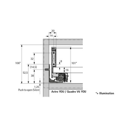 Picture of Drawer Side Profile-D550 mm H101 mm (Anthracite), Right