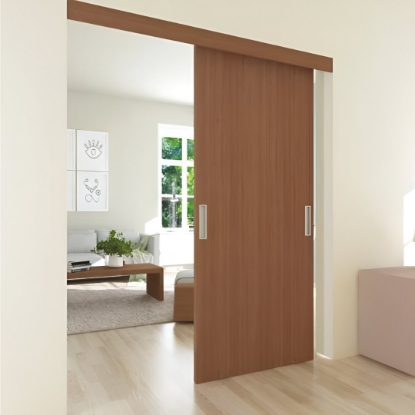 Picture of TopLine 120 SiSy: Heavy duty soft close sliding door system for room dividers - Weight 120 kg/door; Max door dimensions: Width 1500 mm (Max.), Hanging Roller Sliding System with Opening &  Closing Dampener with Bottom Guide for 1 Door