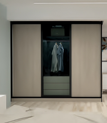 Picture of SlideLine 18: 2 / 3 Door Wooden / Aluminium frame doors, Weight 30 / 50 kg per door; thickness 18-25 mm, Profile Set Black finish 3600 mm