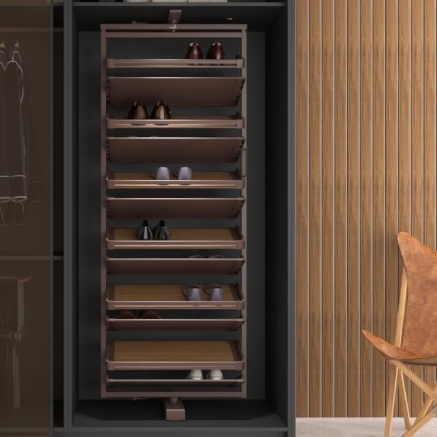 Picture of 360 Shoe Rack (Order frame, layer & slide for making complete set),12 Tier (Frame), Mocha Finish