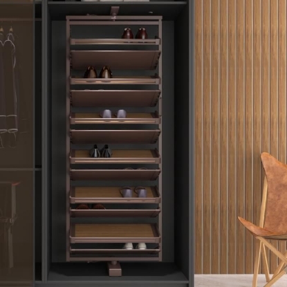 Picture of 360 Shoe Rack (Order frame, layer & slide for making complete set), 12 Tier (Slide), Mocha Finish