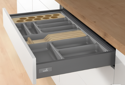 Picture of OrgaTray 440 Trimmable (Fixed Partition Cutlery) - Anthracite, Tray width 801-900 mm, depth 441-520 mm
