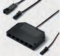 Leads, LED 6-way distributor M1, 12VDC, L=2000mm, Black | BuidingSteps