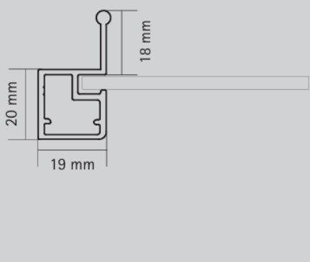 Picture of Aluminium Profiles, 19 mm  Straight Frame Profile  with handle 3000 mm, Satin Stainless Steel