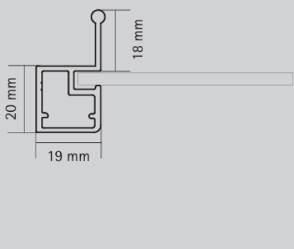 Picture of Aluminium Profile, 19 mm  Straight Frame Profile  with handle 3000 mm, Grey